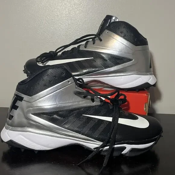 NIKE Vapor Pro Destroyer Turf 527879 010 Black/Silver Football Cleats Size